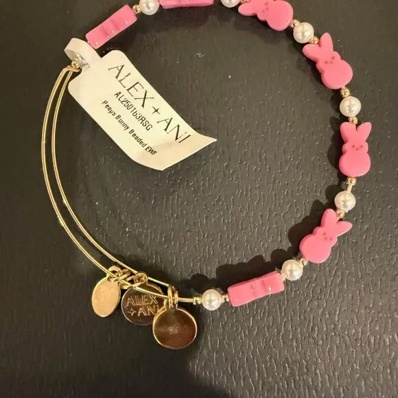 Alex and Ani Easter Peeps Bunny Beaded Bangle pink, collectable - Picture 12 of 14